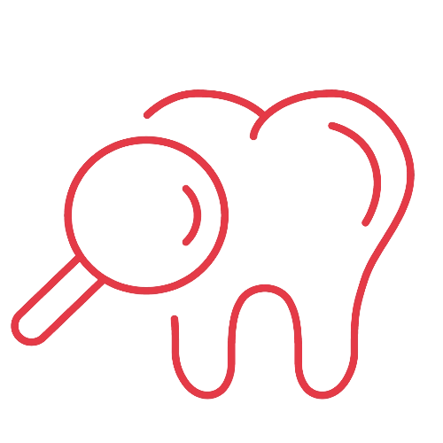 Strichzeichnung Zahn & Lupe